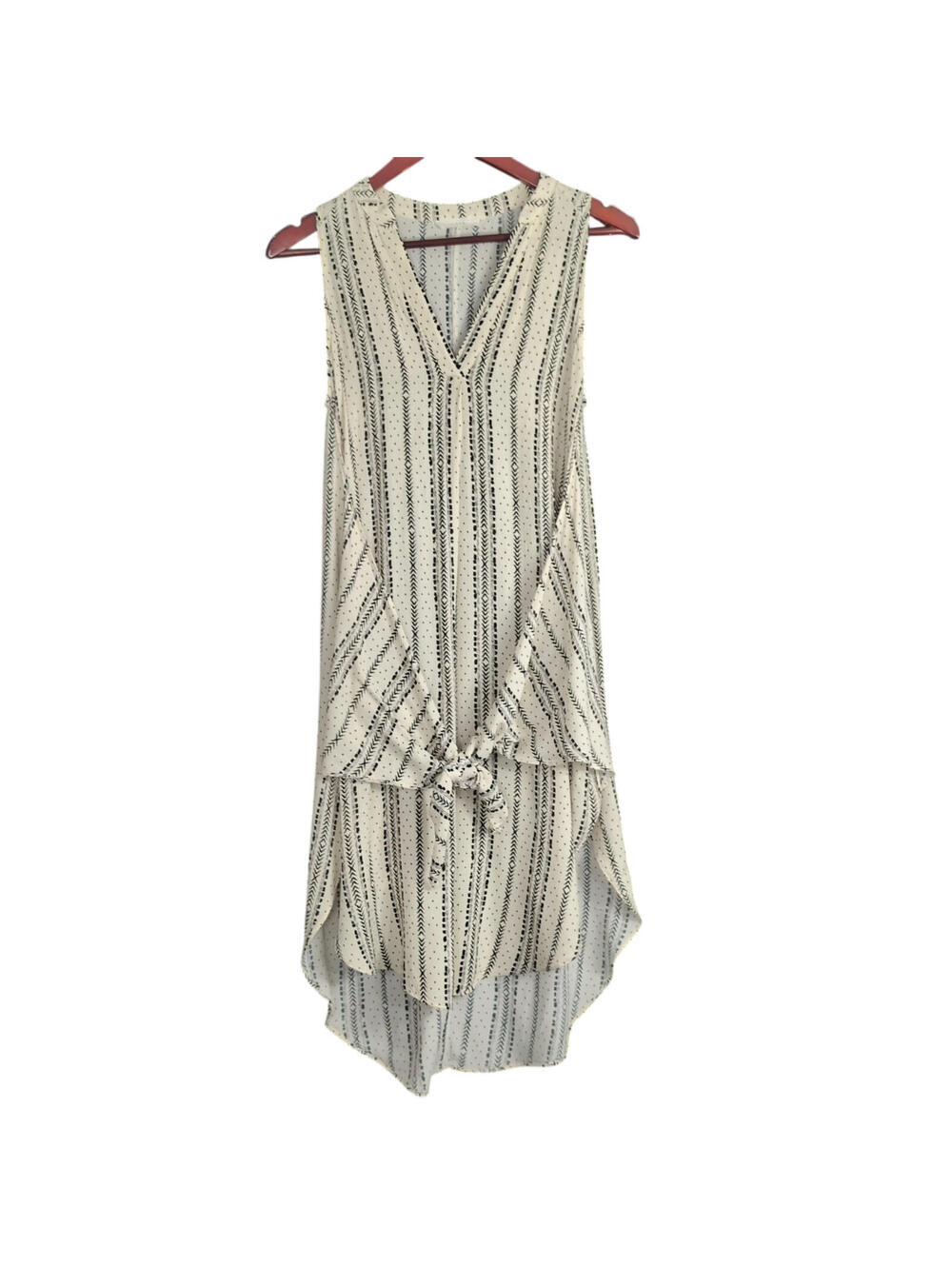 Lush brand Aztec Print Tie Front Sleeveless Blouse High Low Tank Top Small